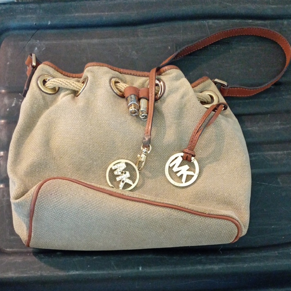 Michael Kors Beige and Brown Shoulder Bag